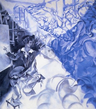 Marc Chagall Painting - Autorretrato con musa contemporánea Marc Chagall